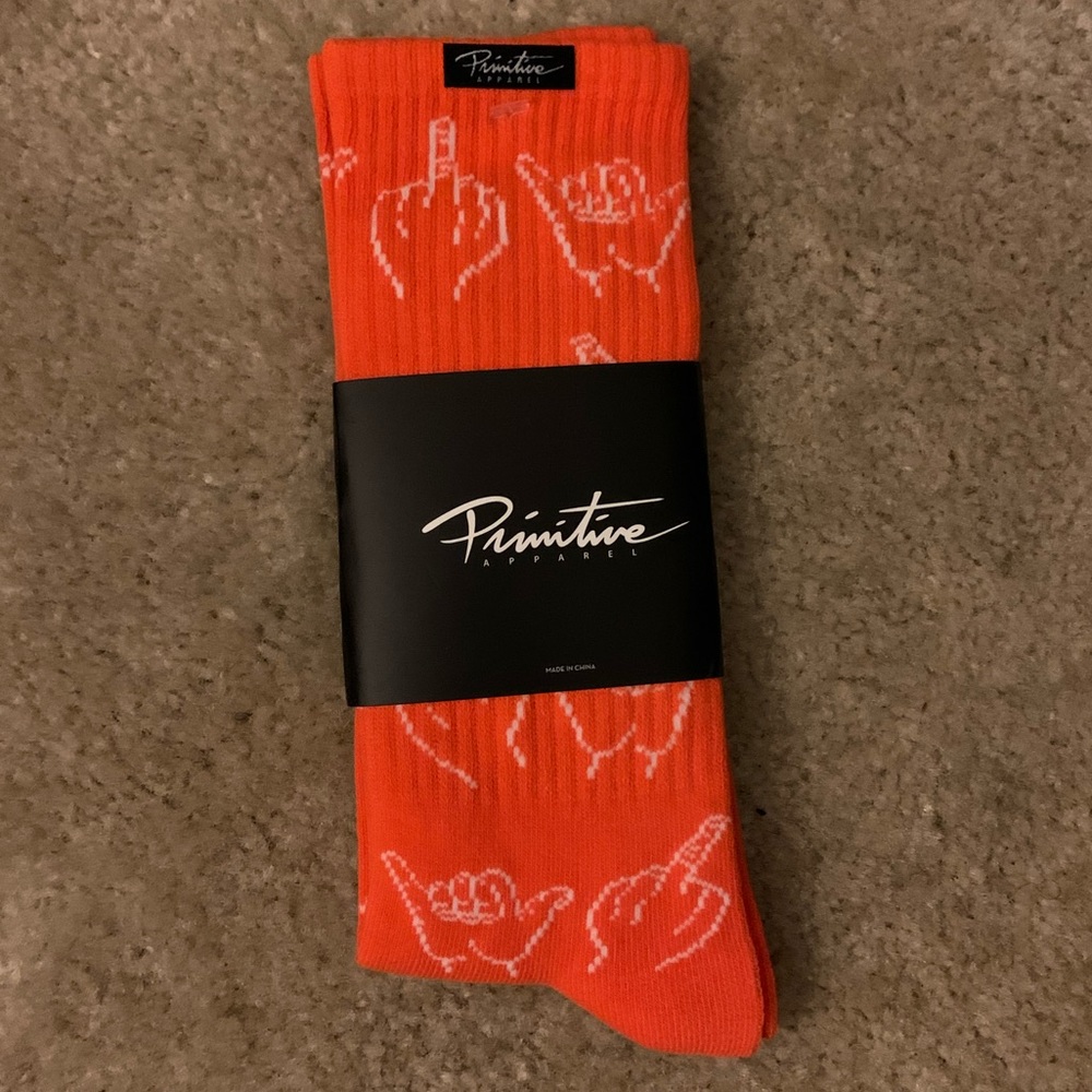 Orange primitive apparel brand socks